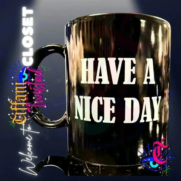 Other - Unique Black Ceramic Mug with Surprise Design